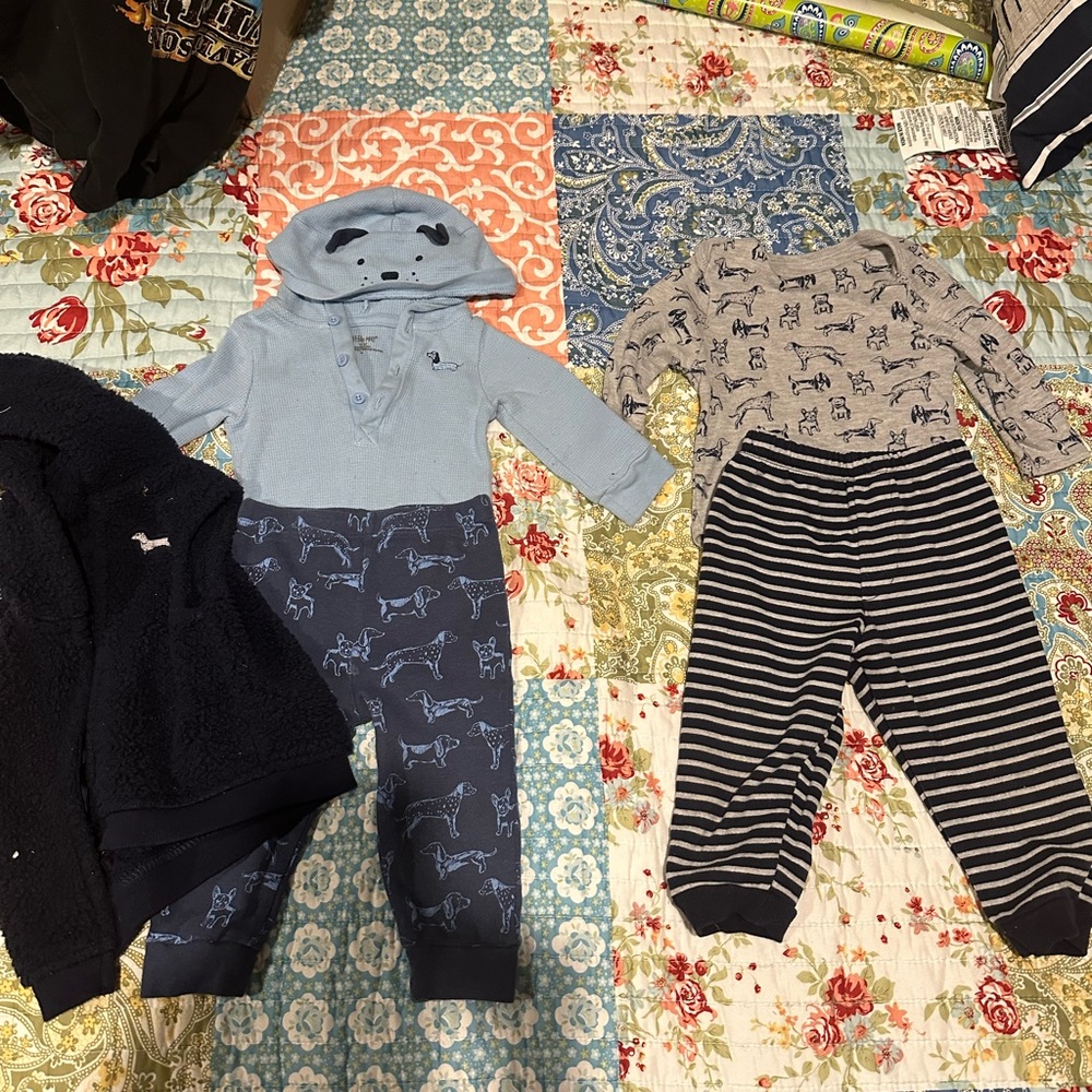 Lot of 2 infant boys Little Me doggie very cute outfits size 12 months